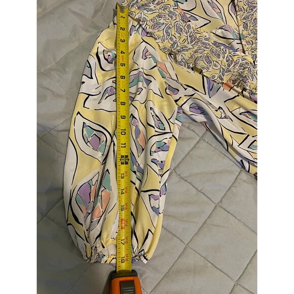 Vintage Anthony Sicari Ruffle Midi Dress Made in USA 80s Pastel Abstract Print P - Picture 6 of 12